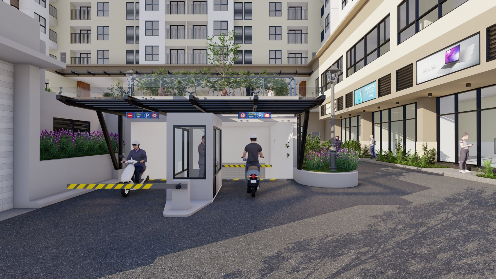 lối xuống hầm đỗ xe ô tô