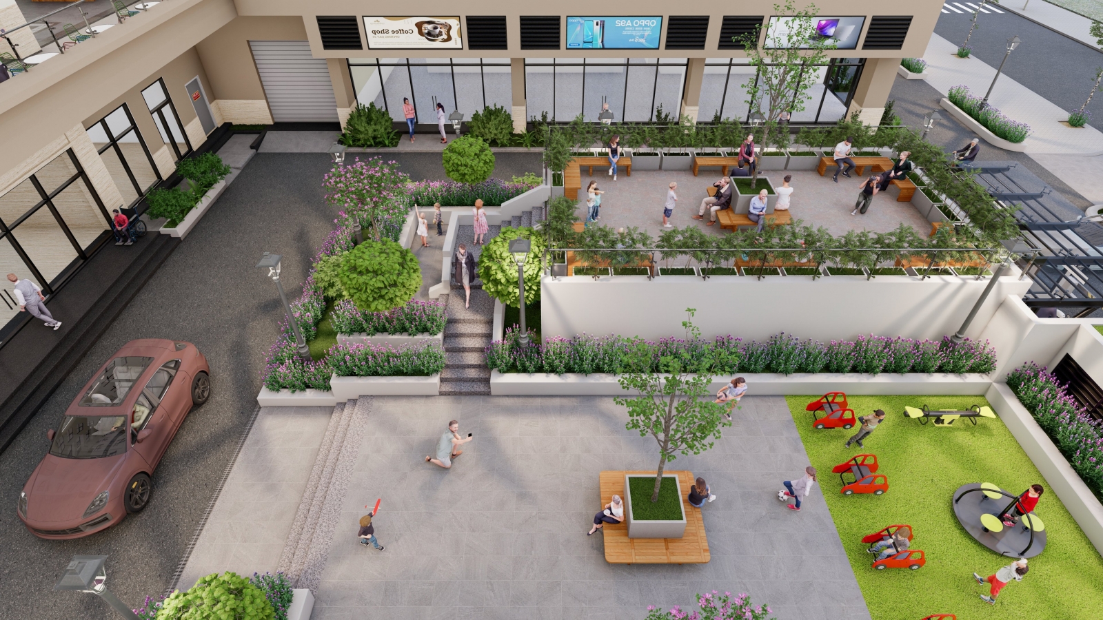 Công viên nội khu dự án và bãi đỗ xe vãn lai