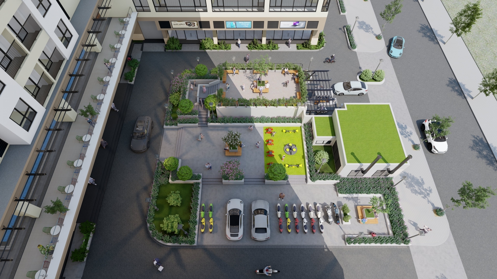 Công viên nội khu dự án và bãi đỗ xe vãn lai