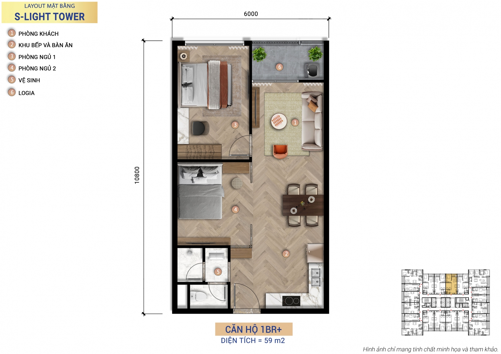 layout căn hộ 1pn+